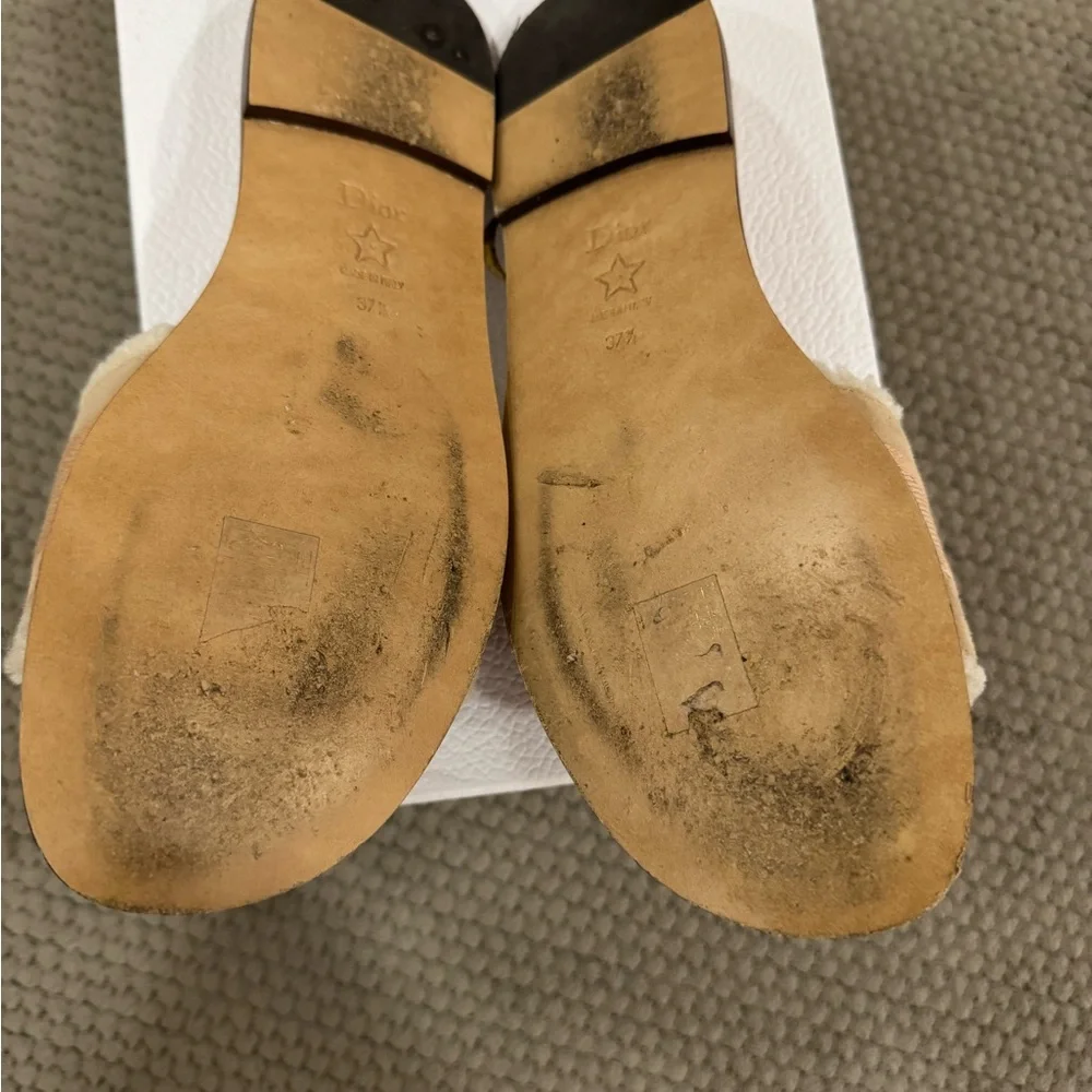 Dior Beige Shearling Slide Loafers - Picture 4 of 8